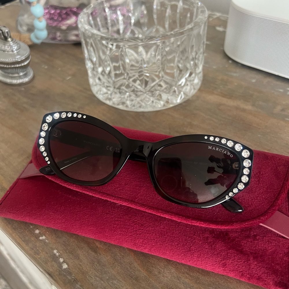 Marciano Black Sunglasses with Rhinestone Accents